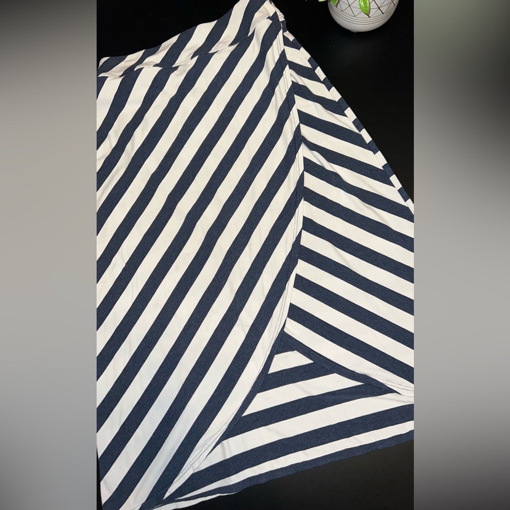 ATHLETA Seeing Stripes Midi Faux Wrap Skirt Navy & White Size Small